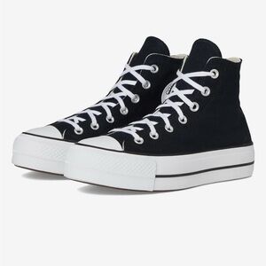 Converse Black and White High-Top Platform Sneakers